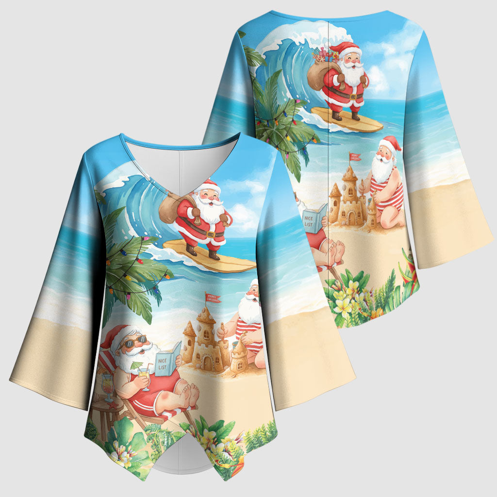 Tropical Christmas Funny Santa Kimono Sleeve Blouse Beach Vacation LT7 - Polynesian Pride