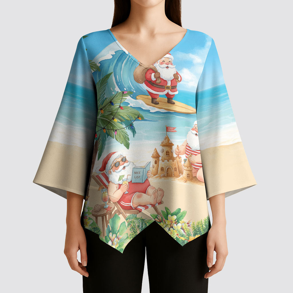 Tropical Christmas Funny Santa Kimono Sleeve Blouse Beach Vacation LT7 - Polynesian Pride