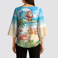 Tropical Christmas Funny Santa Kimono Sleeve Blouse Beach Vacation LT7 - Polynesian Pride