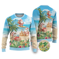 Tropical Christmas Funny Santa Ugly Christmas Sweater Beach Vacation LT7 Multicolor - Polynesian Pride