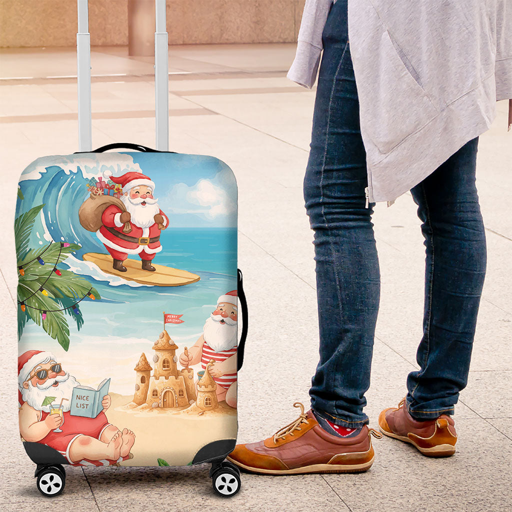 Tropical Christmas Funny Santa Luggage Cover Beach Vacation LT7 Multicolor - Polynesian Pride
