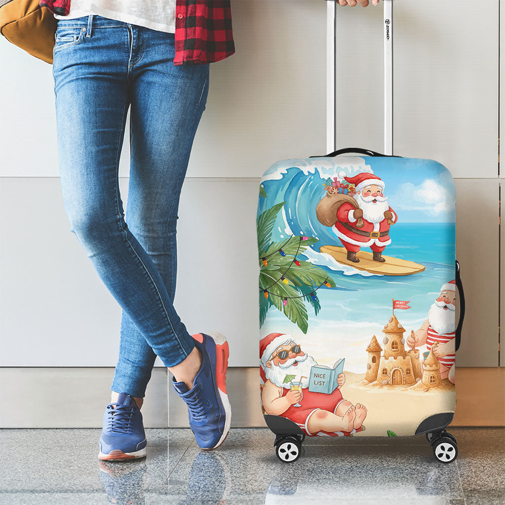 Tropical Christmas Funny Santa Luggage Cover Beach Vacation LT7 - Polynesian Pride