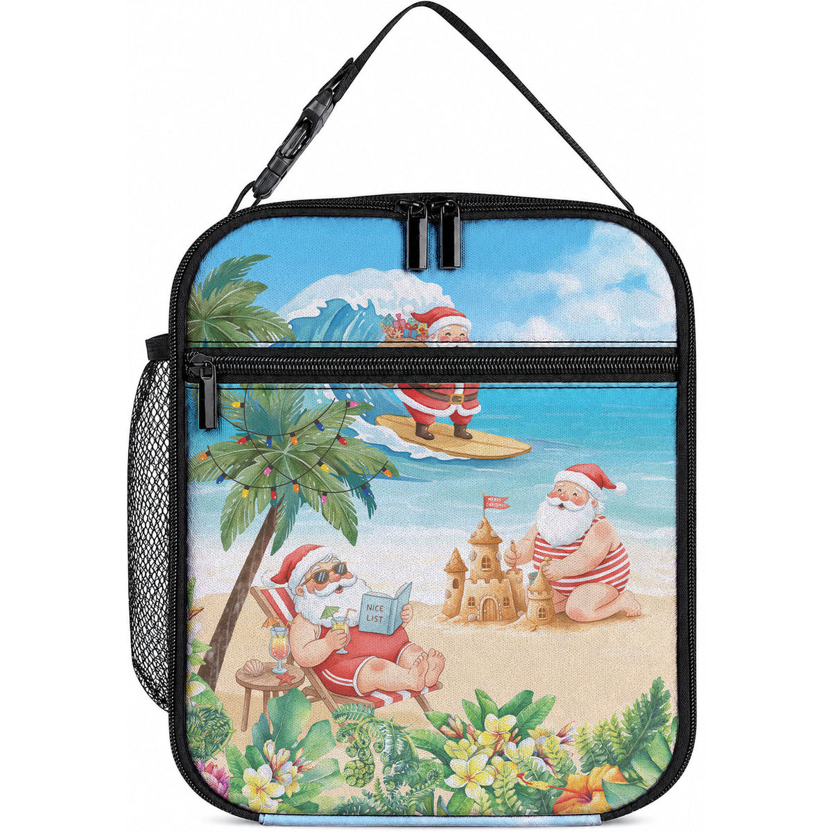 Tropical Christmas Funny Santa Lunch Bag Beach Vacation LT7 10.2 × 8.3 × 4.3 inch Multicolor - Polynesian Pride