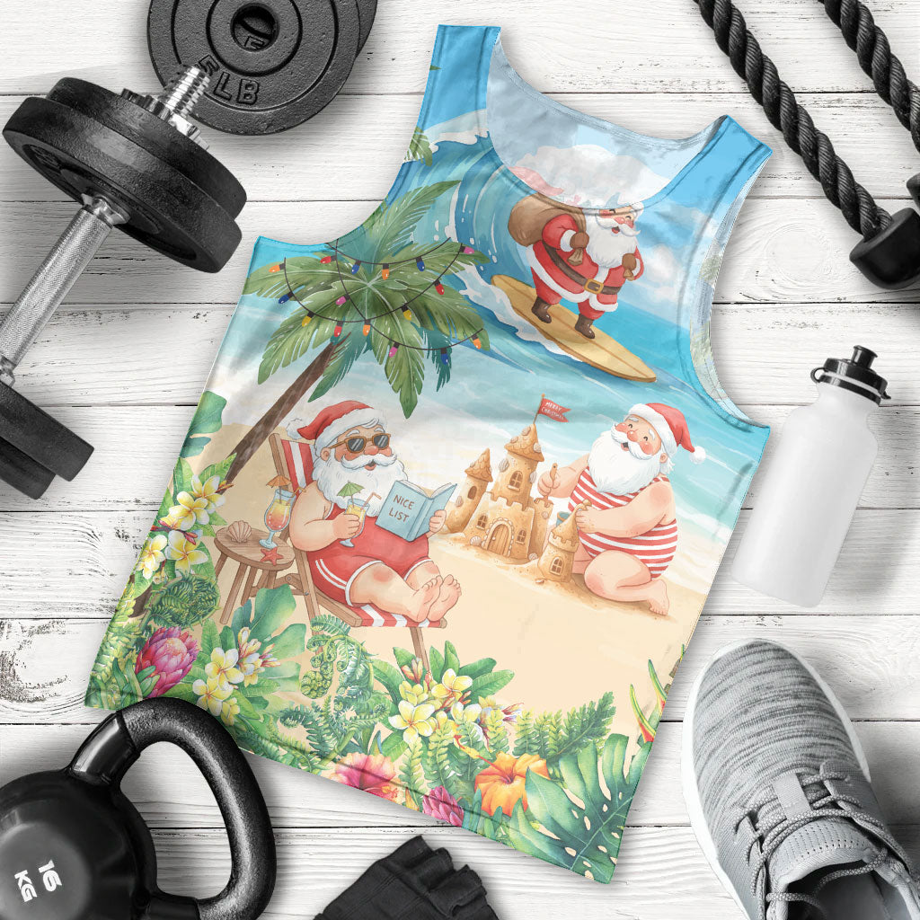 Tropical Christmas Funny Santa Men Tank Top Beach Vacation LT7 - Polynesian Pride