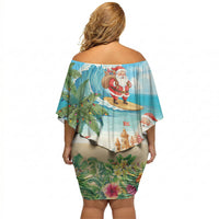 Tropical Christmas Funny Santa Off Shoulder Short Dress Beach Vacation LT7 - Polynesian Pride