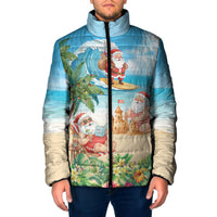 Tropical Christmas Funny Santa Padded Jacket Beach Vacation LT7 Men Multicolor - Polynesian Pride