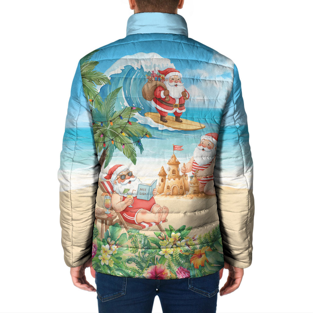 Tropical Christmas Funny Santa Padded Jacket Beach Vacation LT7 - Polynesian Pride