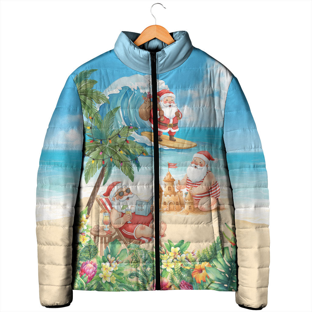 Tropical Christmas Funny Santa Padded Jacket Beach Vacation LT7 - Polynesian Pride