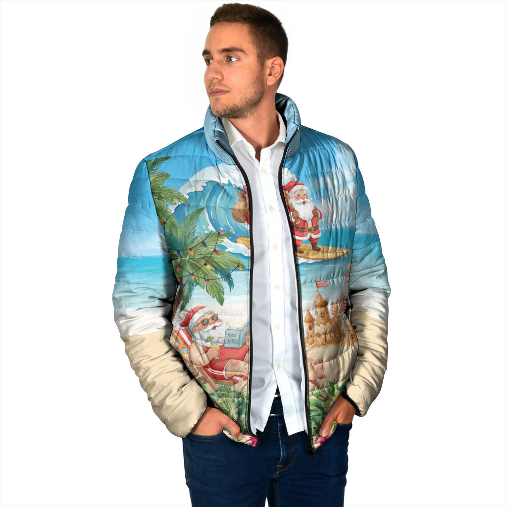 Tropical Christmas Funny Santa Padded Jacket Beach Vacation LT7 - Polynesian Pride