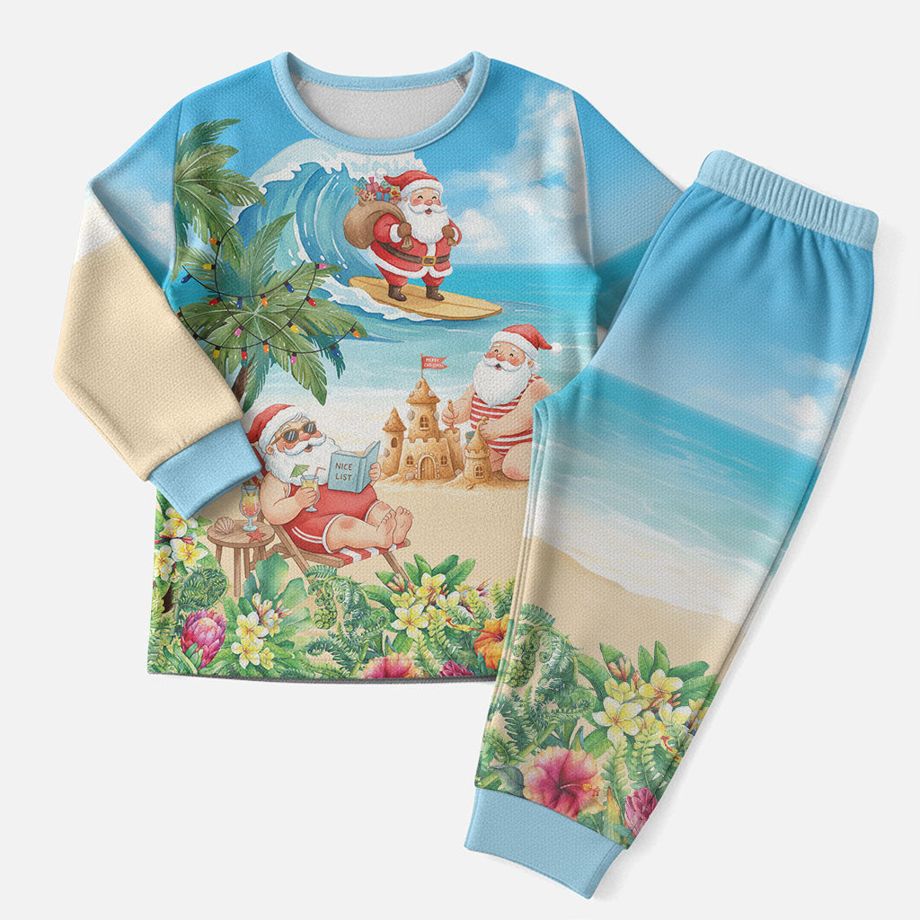 Tropical Christmas Funny Santa Christmas Pajama Set Beach Vacation LT7 Men Multicolor - Polynesian Pride