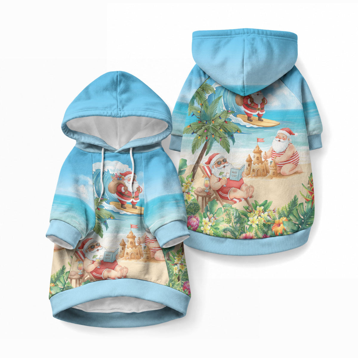 Tropical Christmas Funny Santa Pet Hoodie Beach Vacation LT7 Pullover Multicolor - Polynesian Pride