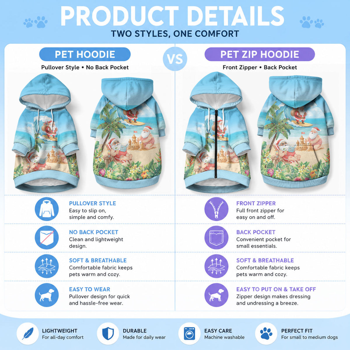 Tropical Christmas Funny Santa Pet Hoodie Beach Vacation LT7 - Polynesian Pride