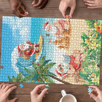 Tropical Christmas Funny Santa Puzzle Beach Vacation LT7 - Polynesian Pride