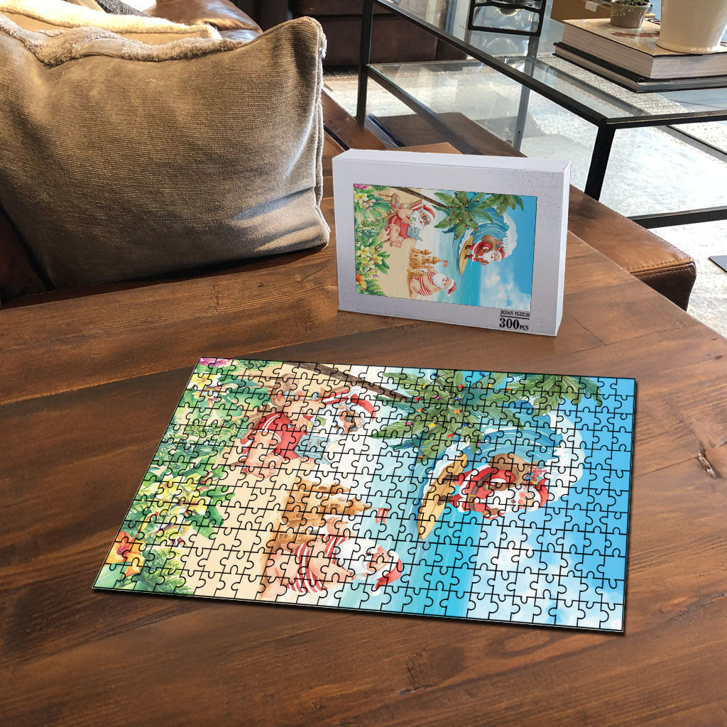 Tropical Christmas Funny Santa Puzzle Beach Vacation LT7 - Polynesian Pride