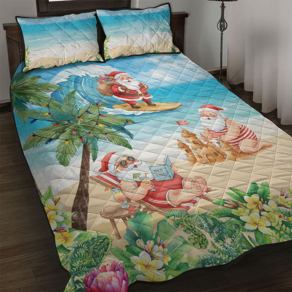 Tropical Christmas Funny Santa Quilt Bed Set Beach Vacation LT7 Multicolor - Polynesian Pride