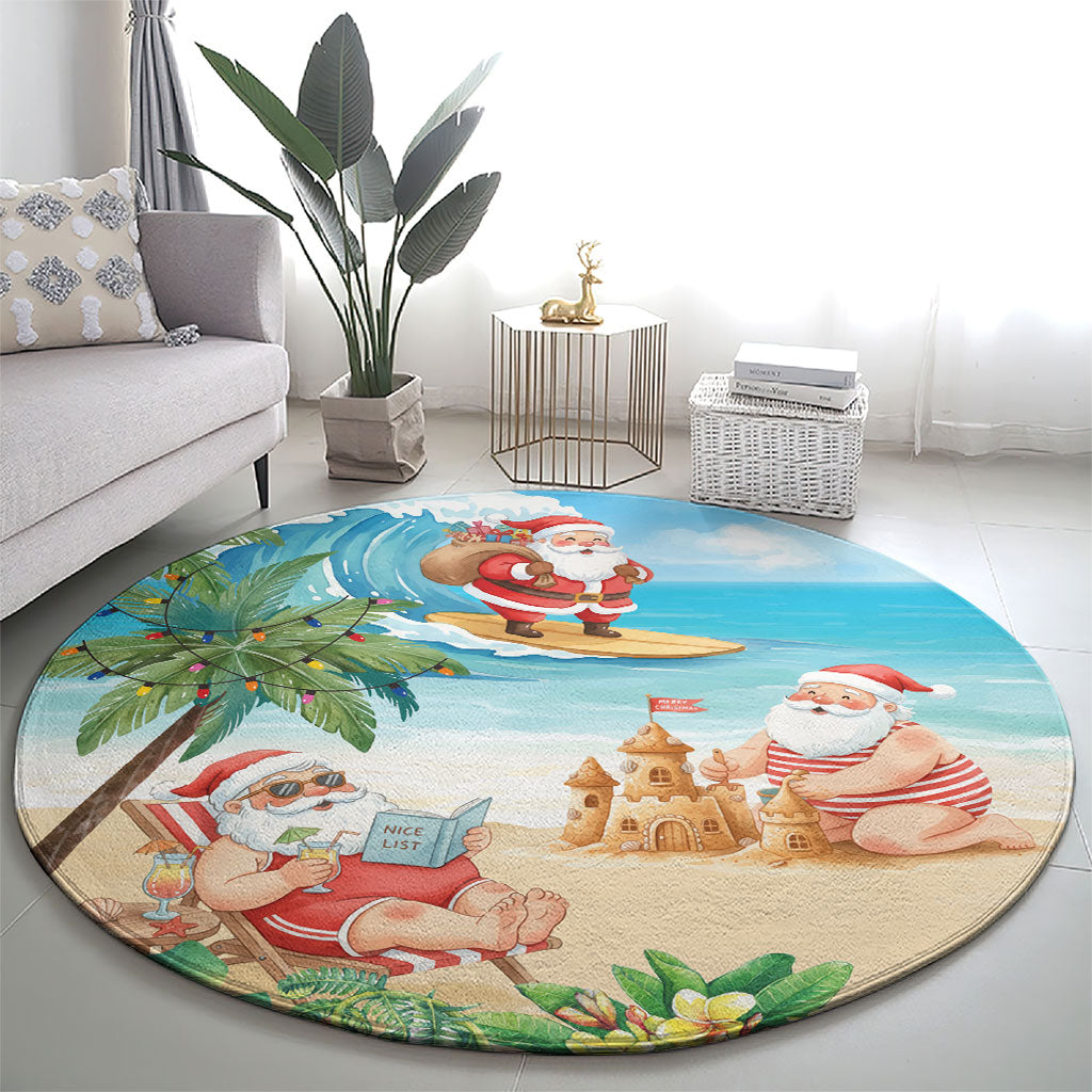 Tropical Christmas Funny Santa Round Carpet Beach Vacation LT7 - Polynesian Pride