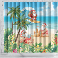 Tropical Christmas Funny Santa Shower Curtain Beach Vacation LT7 - Polynesian Pride