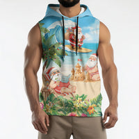 Tropical Christmas Funny Santa Sleeveless Hoodie Beach Vacation LT7 - Polynesian Pride