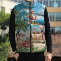 Tropical Christmas Funny Santa Sleeveless Puffer Jacket Beach Vacation LT7 - Polynesian Pride