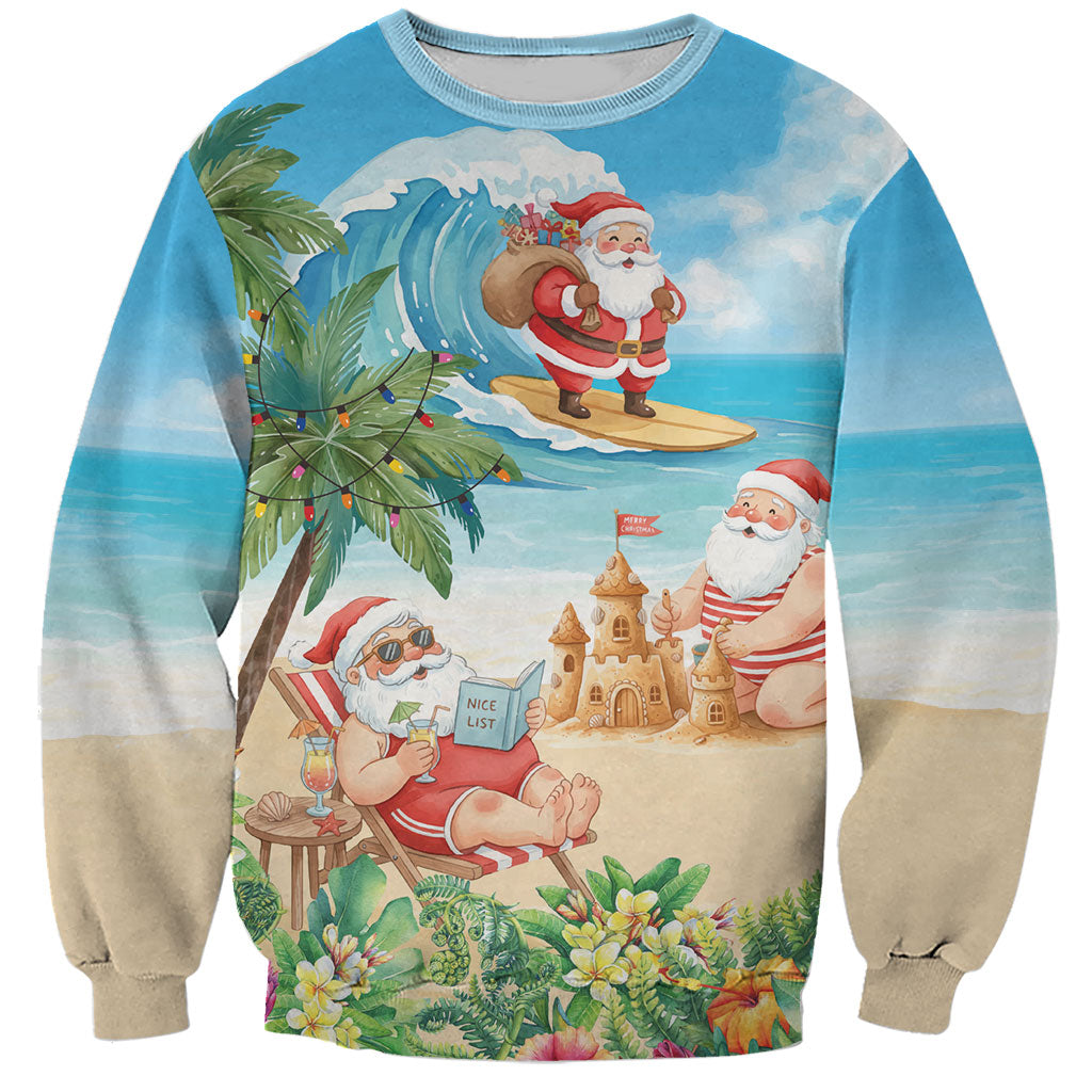 Tropical Christmas Funny Santa Sweatshirt Beach Vacation LT7 Unisex Multicolor - Polynesian Pride