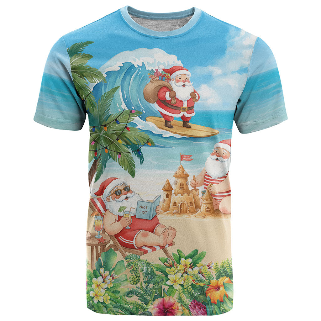 Tropical Christmas Funny Santa T Shirt Beach Vacation LT7 Multicolor - Polynesian Pride