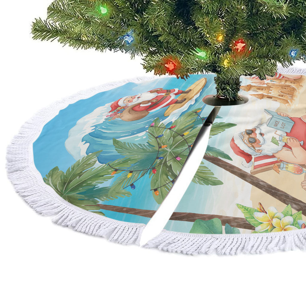 Tropical Christmas Funny Santa Tree Skirt Beach Vacation LT7 - Polynesian Pride