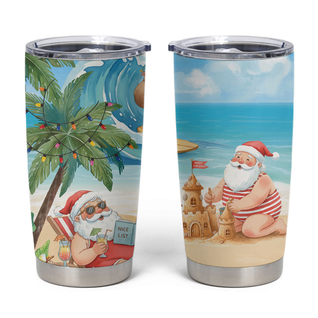 Tropical Christmas Funny Santa Tumbler Cup Beach Vacation LT7 Multicolor - Polynesian Pride