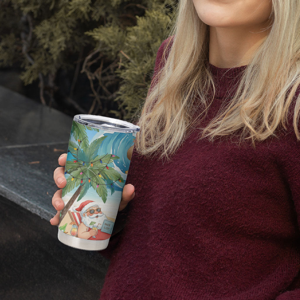 Tropical Christmas Funny Santa Tumbler Cup Beach Vacation LT7 - Polynesian Pride