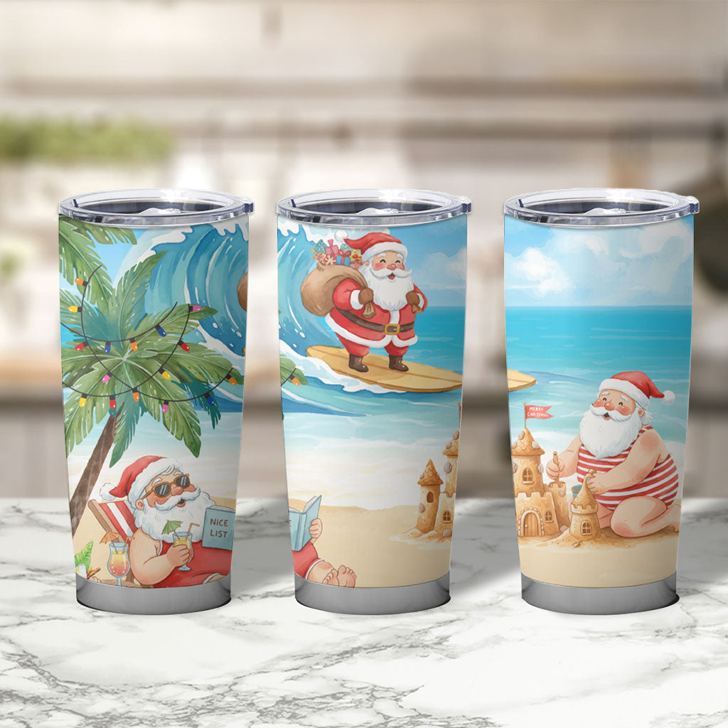 Tropical Christmas Funny Santa Tumbler Cup Beach Vacation LT7 - Polynesian Pride