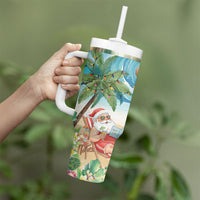 Tropical Christmas Funny Santa Tumbler With Handle Beach Vacation LT7 - Polynesian Pride