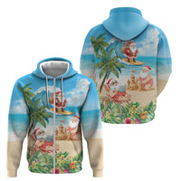 Tropical Christmas Funny Santa Zip Hoodie Beach Vacation LT7 - Polynesian Pride