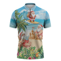 Tropical Christmas Funny Santa Zipper Polo Shirt Beach Vacation LT7 Multicolor - Polynesian Pride