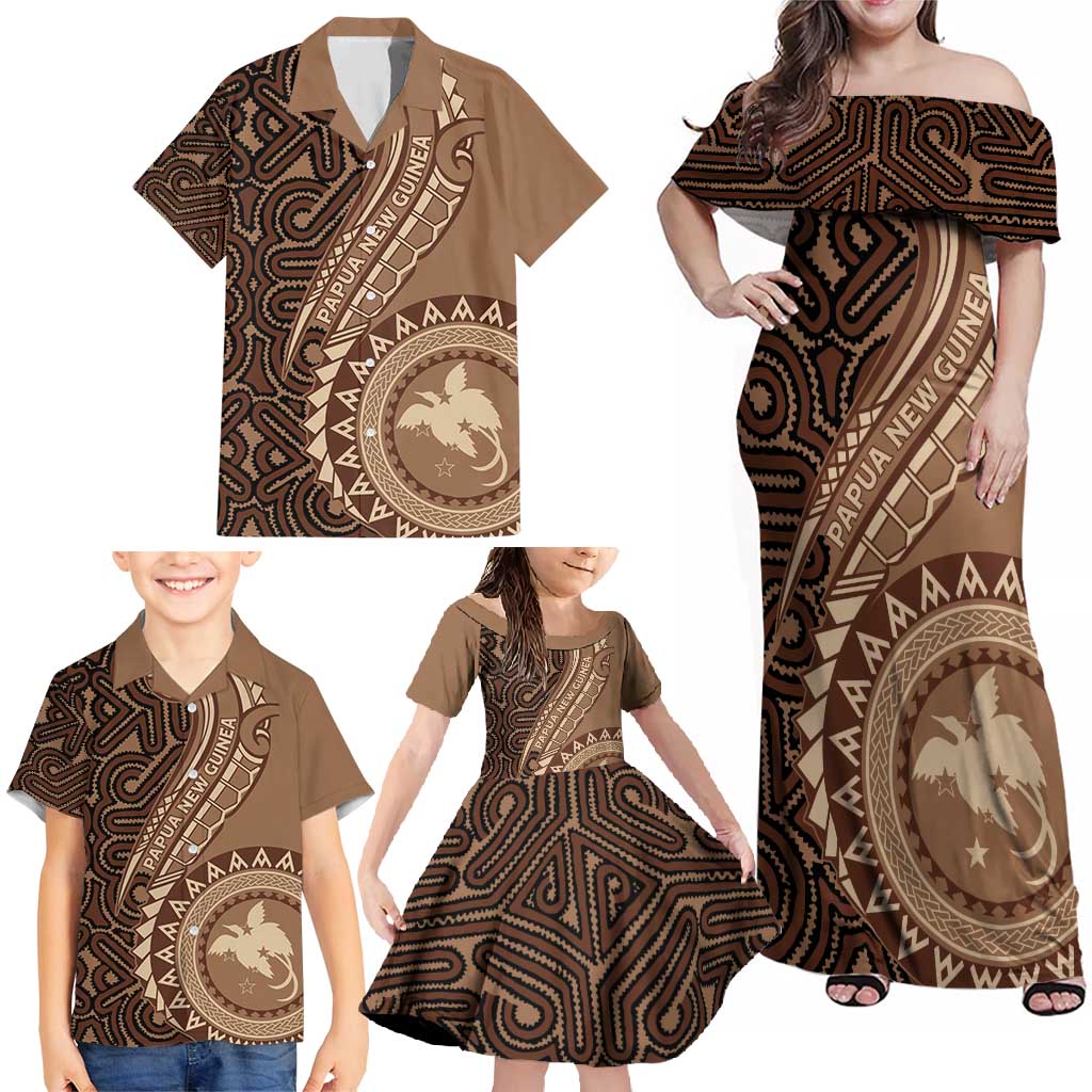 Papua New Guinea Oro Tapa Motif Family Matching Off Shoulder Maxi Dress and Hawaiian Shirt Classic LT7 - Polynesian Pride