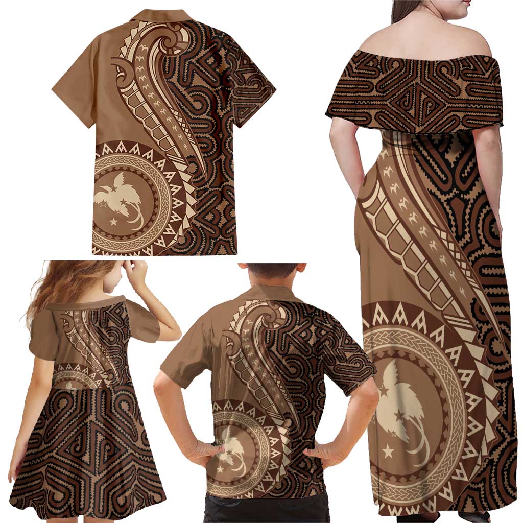 Papua New Guinea Oro Tapa Motif Family Matching Off Shoulder Maxi Dress and Hawaiian Shirt Classic LT7 - Polynesian Pride