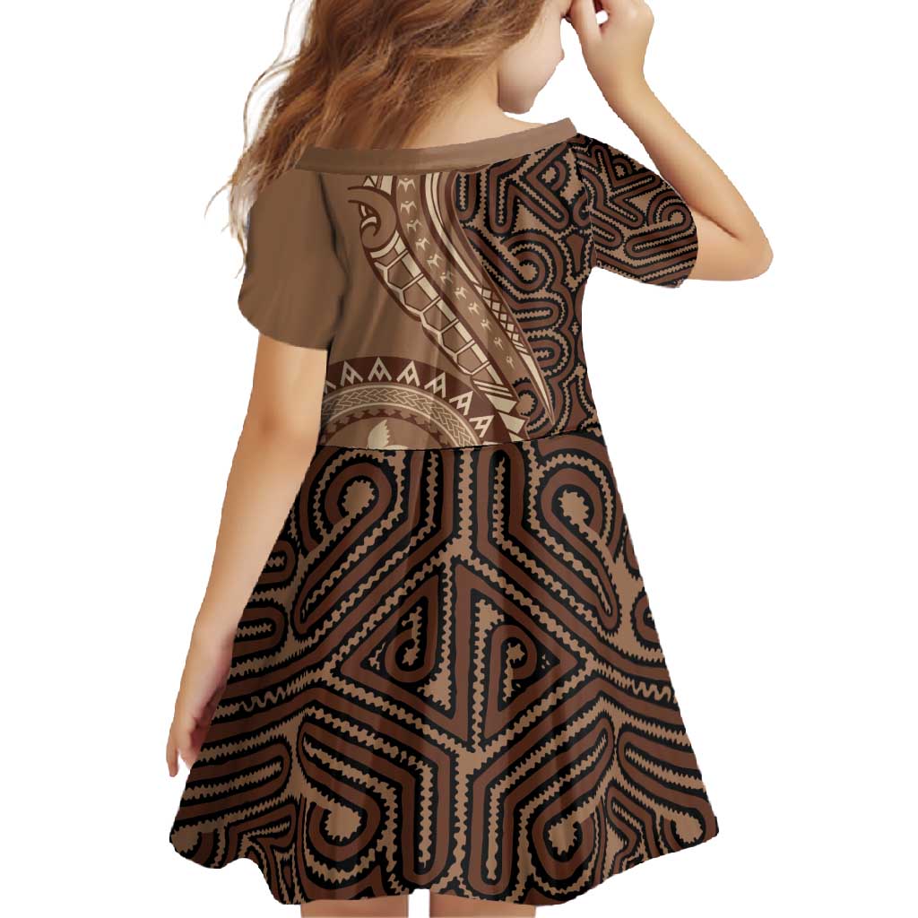 Papua New Guinea Oro Tapa Motif Family Matching Short Sleeve Bodycon Dress and Hawaiian Shirt Classic LT7 - Polynesian Pride