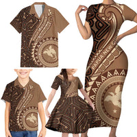 Papua New Guinea Oro Tapa Motif Family Matching Short Sleeve Bodycon Dress and Hawaiian Shirt Classic LT7 - Polynesian Pride