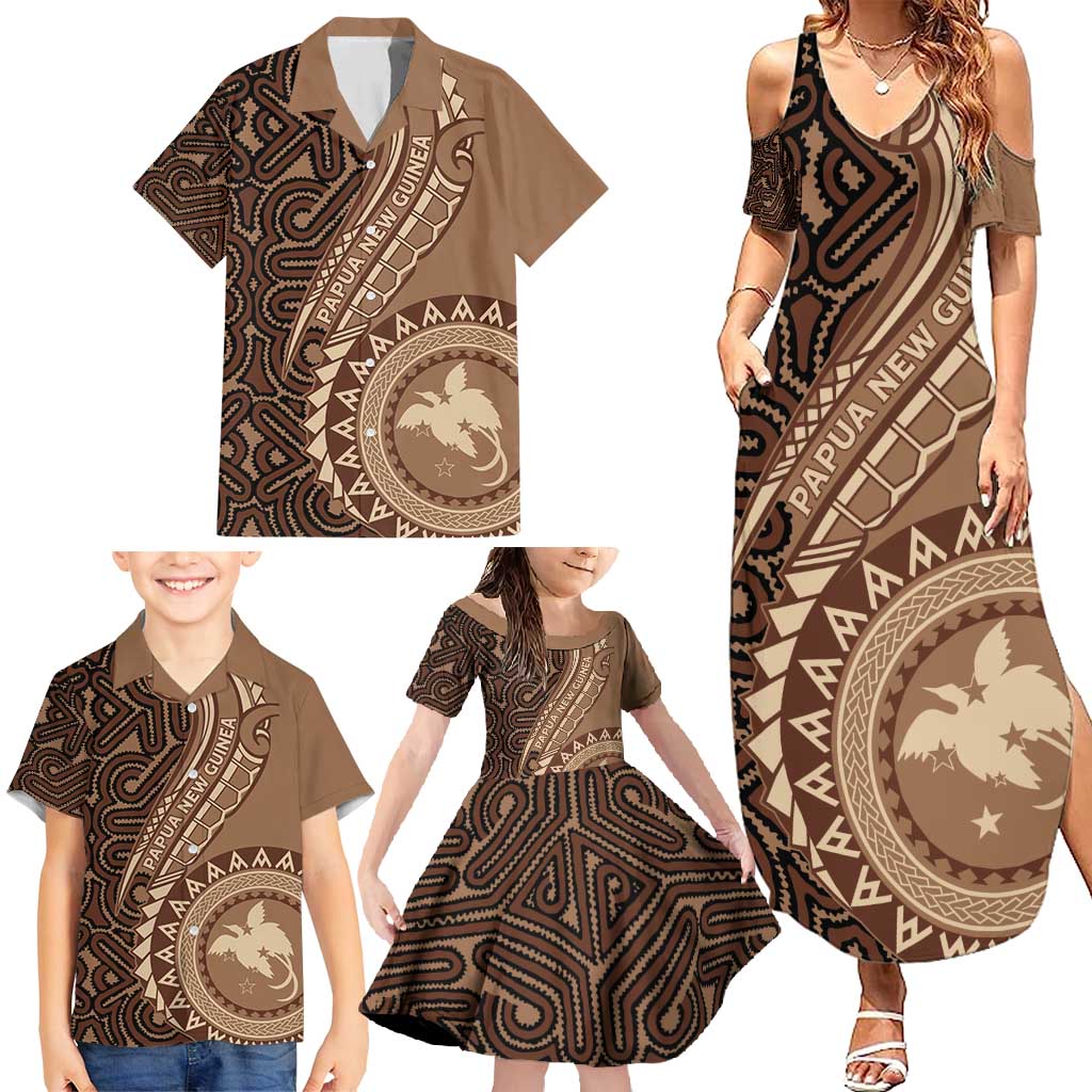 Papua New Guinea Oro Tapa Motif Family Matching Summer Maxi Dress and Hawaiian Shirt Classic LT7 - Polynesian Pride