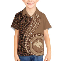 Papua New Guinea Oro Tapa Motif Family Matching Summer Maxi Dress and Hawaiian Shirt Classic LT7 Son's Shirt Brown - Polynesian Pride