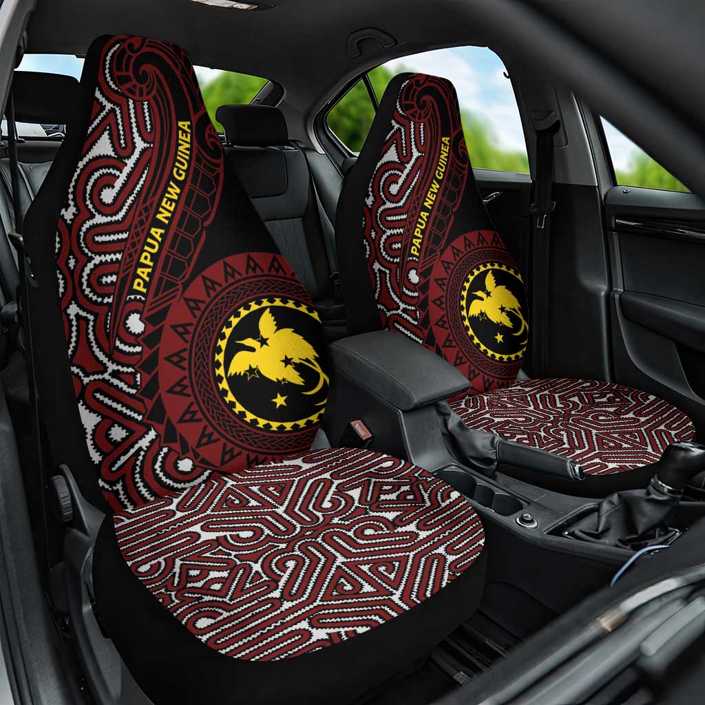Papua New Guinea Oro Tapa Motif Car Seat Cover Special LT7 One Size Black - Polynesian Pride