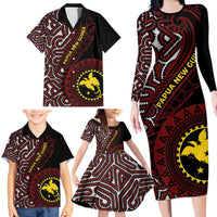 Papua New Guinea Oro Tapa Motif Family Matching Long Sleeve Bodycon Dress and Hawaiian Shirt Special LT7 - Polynesian Pride