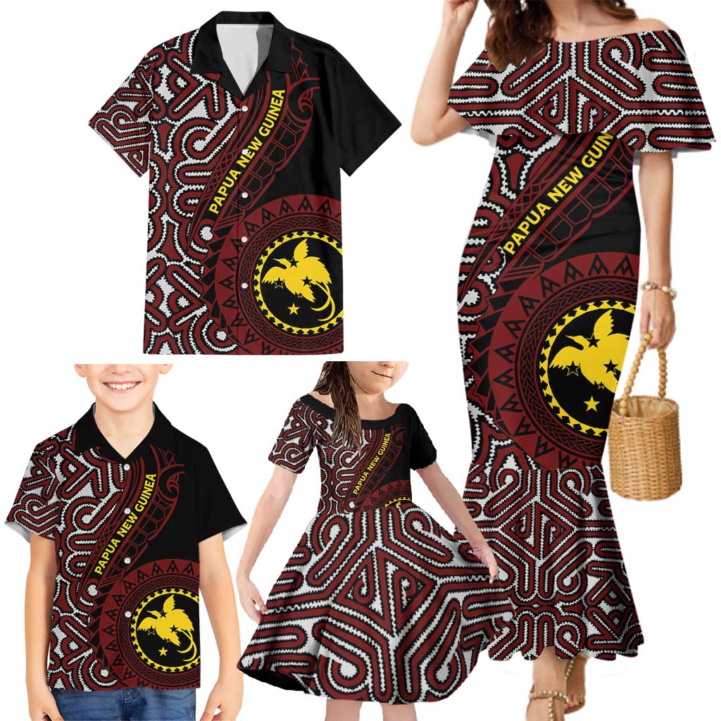 Papua New Guinea Oro Tapa Motif Family Matching Mermaid Dress and Hawaiian Shirt Special LT7 - Polynesian Pride