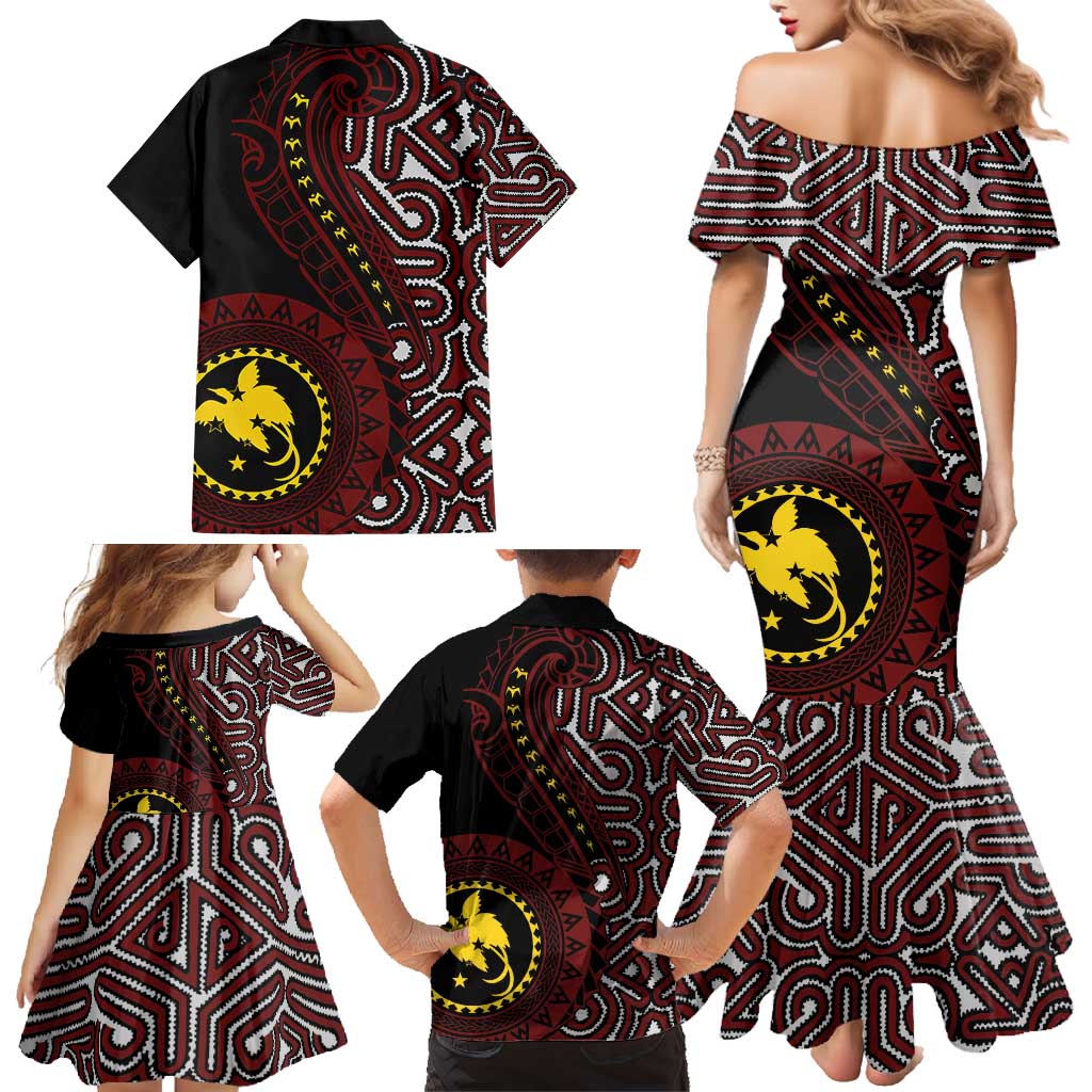 Papua New Guinea Oro Tapa Motif Family Matching Mermaid Dress and Hawaiian Shirt Special LT7 - Polynesian Pride