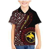 Papua New Guinea Oro Tapa Motif Family Matching Mermaid Dress and Hawaiian Shirt Special LT7 Son's Shirt Black - Polynesian Pride