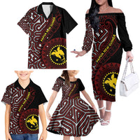 Papua New Guinea Oro Tapa Motif Family Matching Off The Shoulder Long Sleeve Dress and Hawaiian Shirt Special LT7 - Polynesian Pride