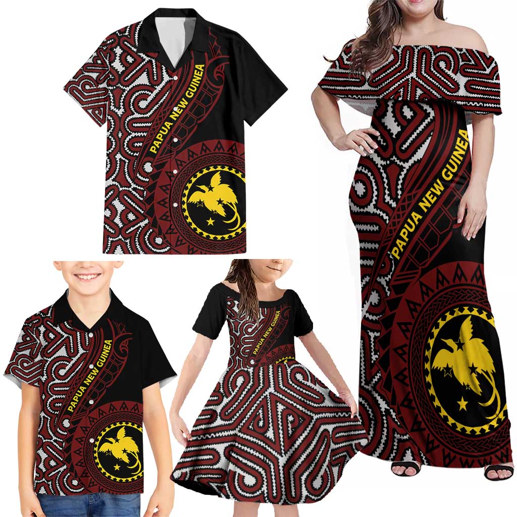 Papua New Guinea Oro Tapa Motif Family Matching Off Shoulder Maxi Dress and Hawaiian Shirt Special LT7 - Polynesian Pride