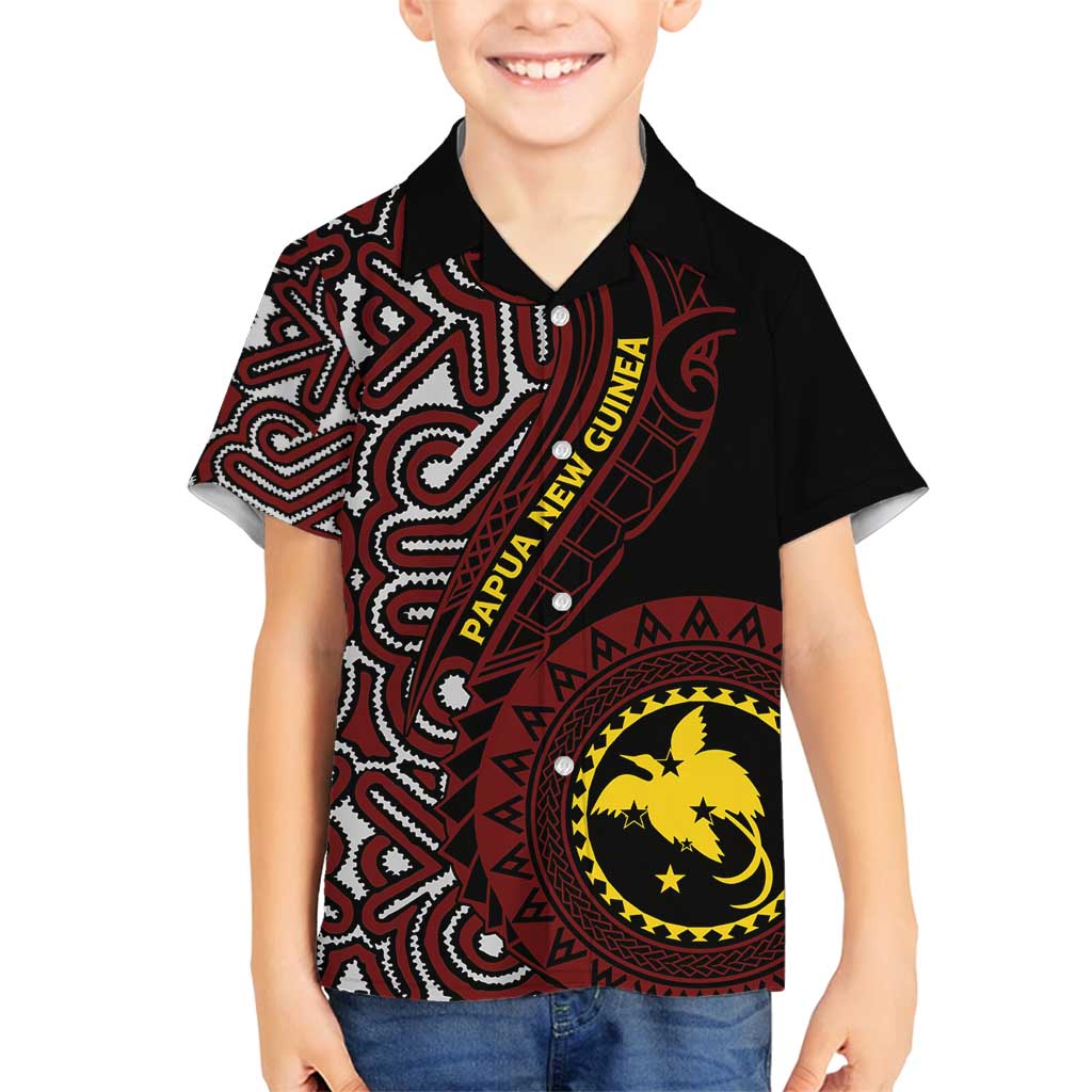 Papua New Guinea Oro Tapa Motif Family Matching Off Shoulder Maxi Dress and Hawaiian Shirt Special LT7 Son's Shirt Black - Polynesian Pride