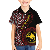 Papua New Guinea Oro Tapa Motif Family Matching Off Shoulder Maxi Dress and Hawaiian Shirt Special LT7 Son's Shirt Black - Polynesian Pride