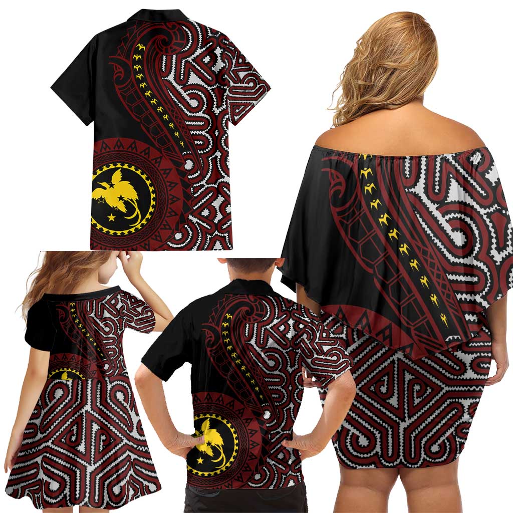 Papua New Guinea Oro Tapa Motif Family Matching Off Shoulder Short Dress and Hawaiian Shirt Special LT7 - Polynesian Pride