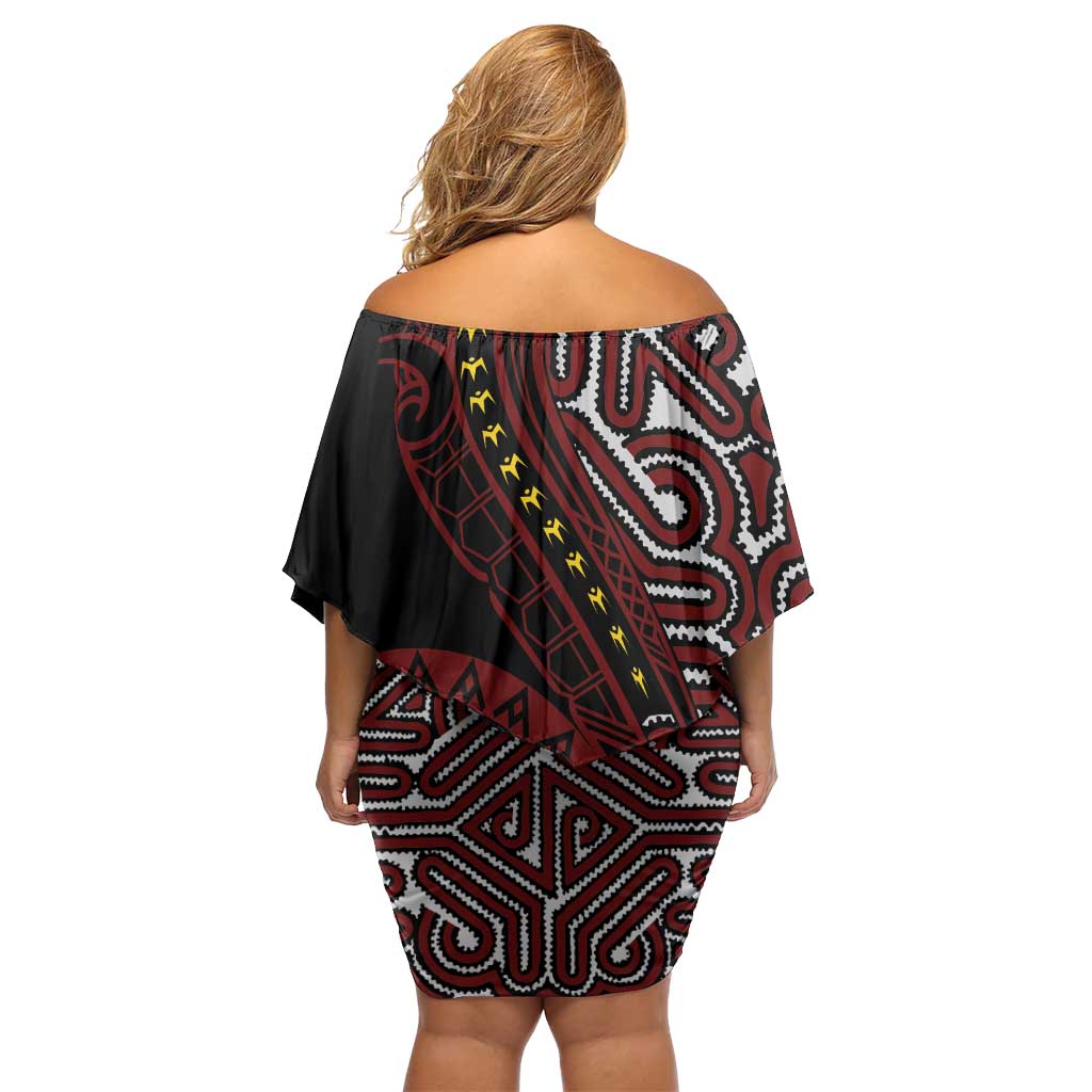 Papua New Guinea Oro Tapa Motif Family Matching Off Shoulder Short Dress and Hawaiian Shirt Special LT7 - Polynesian Pride