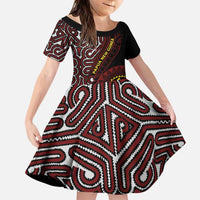 Papua New Guinea Oro Tapa Motif Family Matching Puletasi and Hawaiian Shirt Special LT7 Daughter's Dress Black - Polynesian Pride